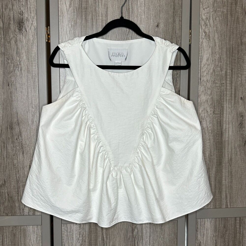 Mare Mare Anthropologie Top Swing Tank Top Shirred Lined White